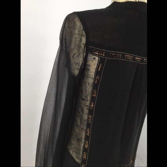 ARYN K Small Black Sheer Dress W/ Woven Inserts - Picture 7 of 15